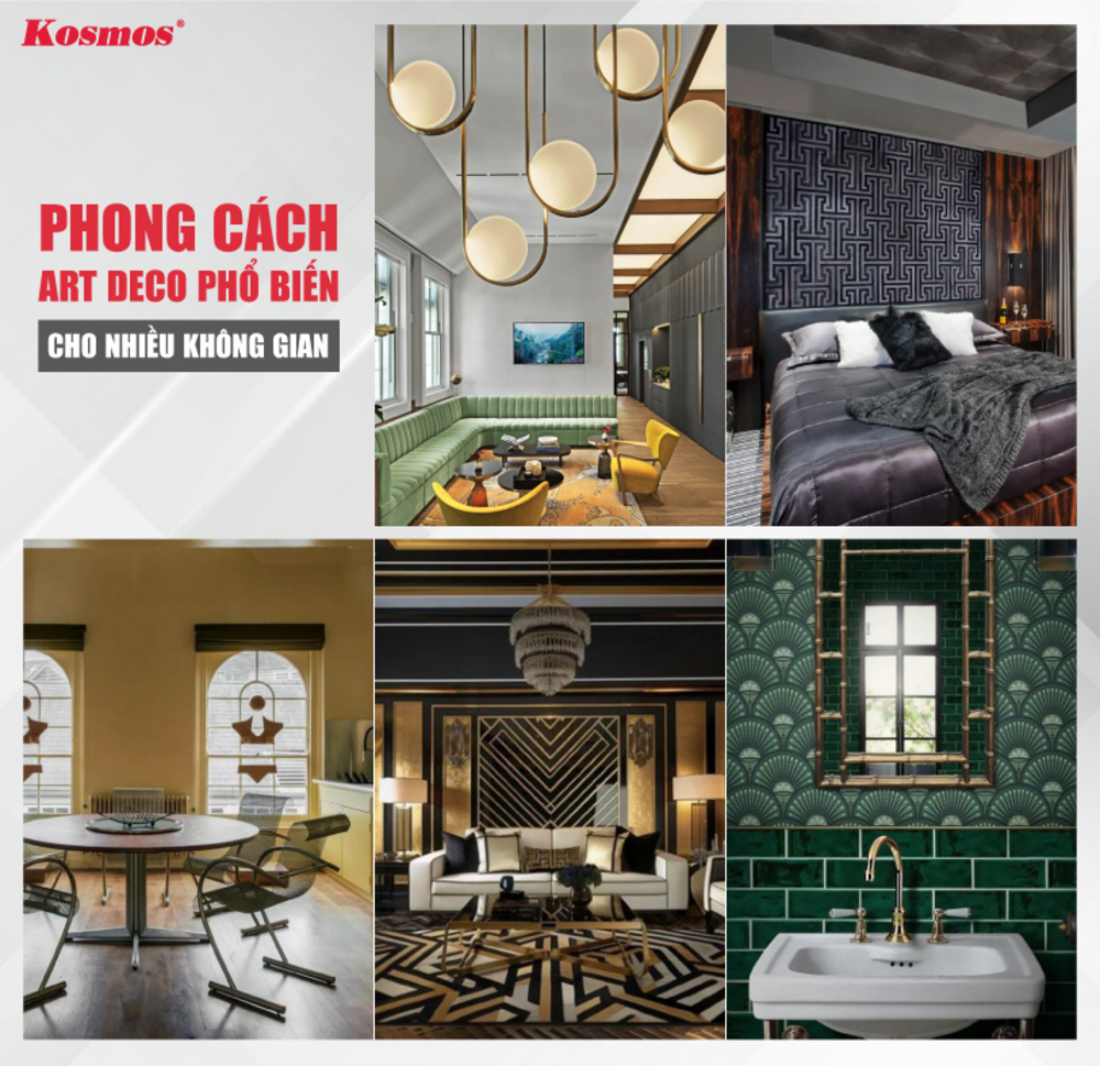 Phong cách Art Deco phổ biến cho nhiều không gian