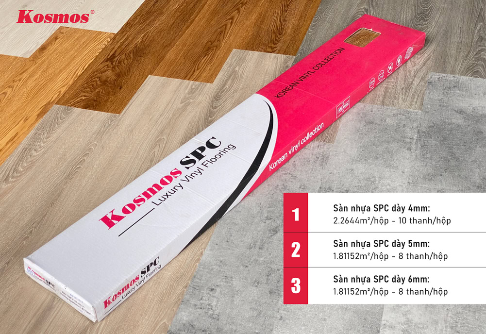 Quy cách chi tiết của mỗi hộp sàn nhựa hèm khóa SPC Quy cách chi tiết của mỗi hộp sàn nhựa hèm khóa SPC