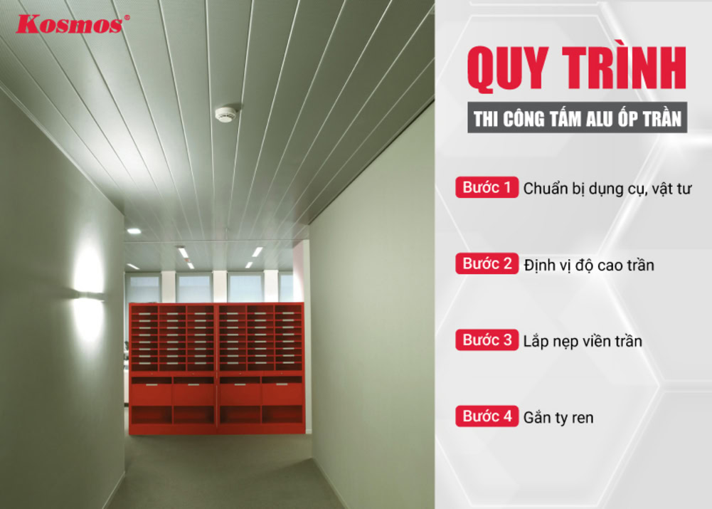Quy trình 4 bước thi công trần nhà bằng tấm aluminium