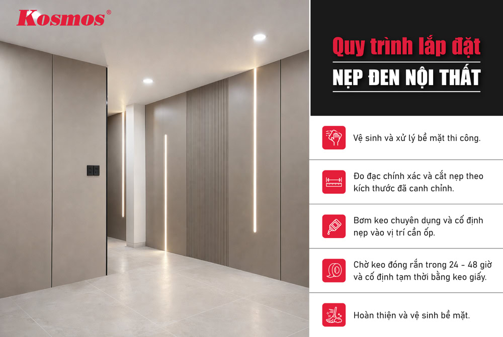 Quy trình lắp đặt nẹp đen nội thất chuẩn