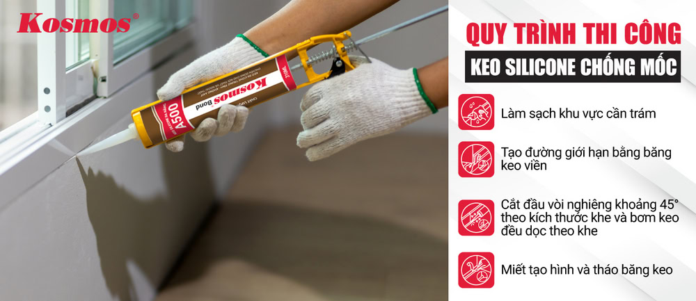 Quy trình thi công keo silicone chống mốc