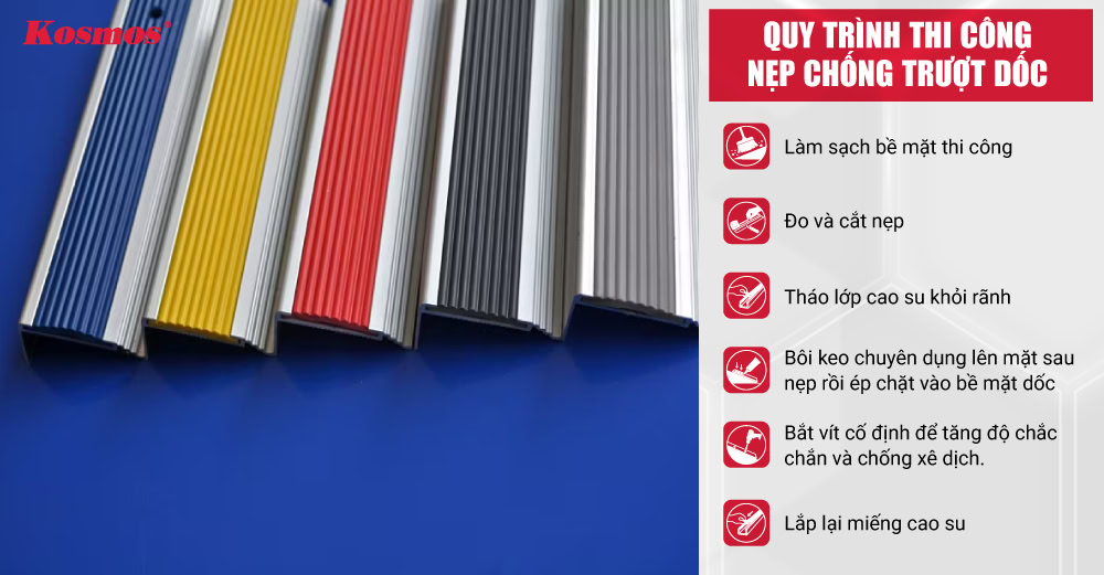 Quy trình thi công nẹp chống trượt dốc