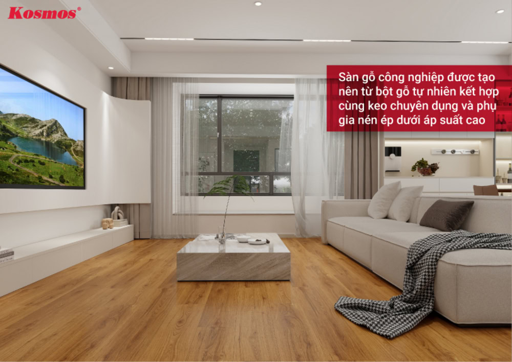 Sàn gỗ công nghiệp mang đến khả năng chống ẩm, chịu lực tốt và độ cứng vượt trội Sàn gỗ công nghiệp mang đến khả năng chống ẩm, chịu lực tốt và độ cứng vượt trội
