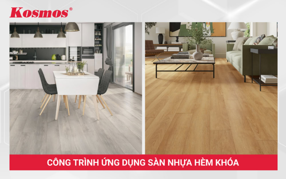 Sàn nhựa hèm khóa phù hợp với các công trình dân dụng hoặc thương mại nhẹ