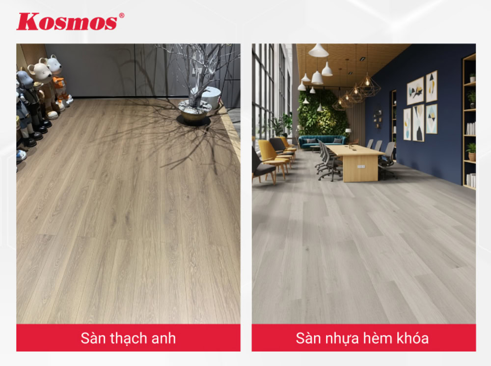 Sàn thạch anh và sàn nhựa hèm khóa là 2 vật liệu lát sàn được ưa chuộng phổ biến