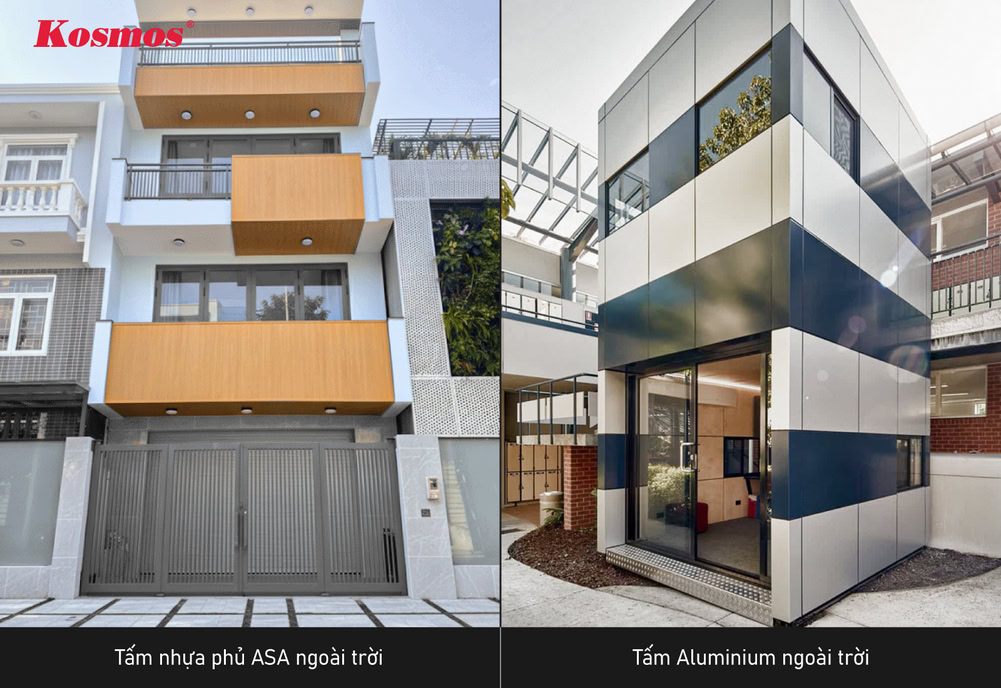 Tấm Alu và tấm nhựa phủ ASA là hai dòng vật liệu ốp ngoại thất bền đẹp