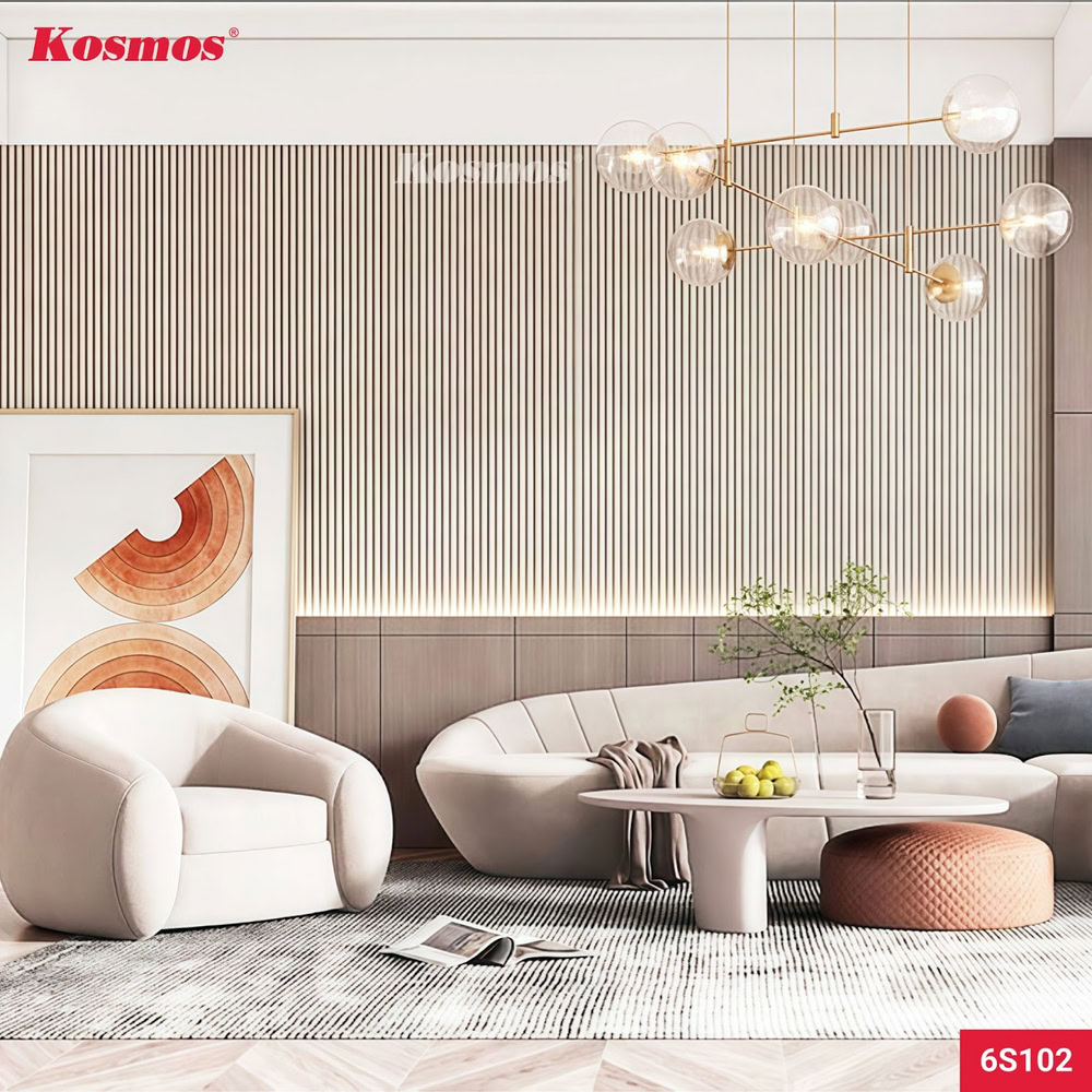 Tấm ốp lam sóng đa năng sợi than tre 6S102 trang trí phòng khách