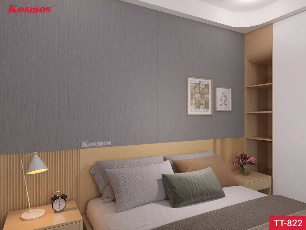 Tấm ốp than tre màu xám mang lại sự trẻ trung, phóng khoáng cho không gian