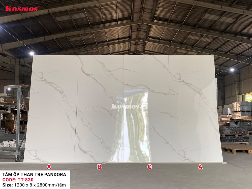 Tấm ốp than tre vân đá Pandora giúp tạo hiệu ứng trần liền mạch, sang trọng