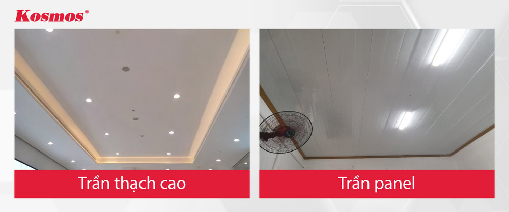 Thạch cao và panel là 2 vật liệu ốp trần phổ biến với những công năng riêng biệt