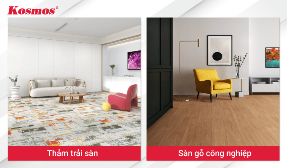 Thảm trải sàn và sàn gỗ công nghiệp ứng dụng trong nhà ở Thảm trải sàn và sàn gỗ công nghiệp ứng dụng trong nhà ở