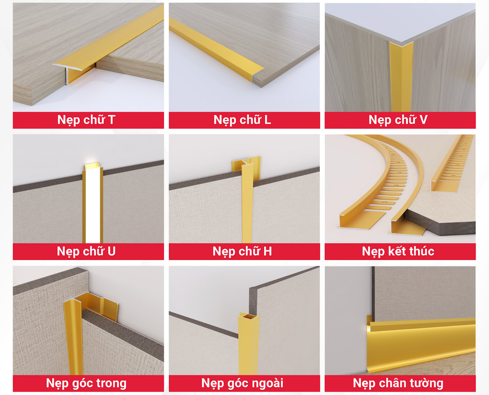 Thanh nẹp nhôm có đa dạng kiểu dáng