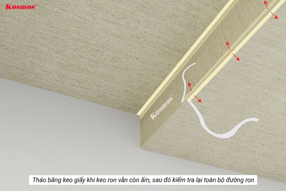 Remove the masking tape and re-inspect all the grout lines.