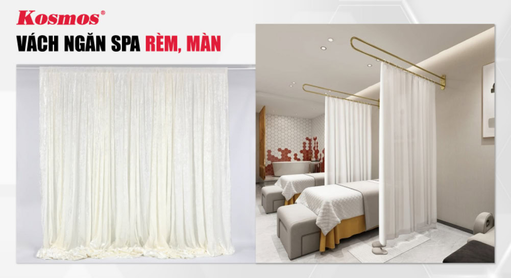 Thiết kế ngăn không gian spa bằng tấm rèm, màn