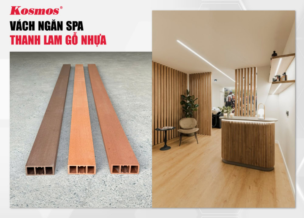 Thiết kế ngăn không gian spa bằng thanh lam gỗ nhựa