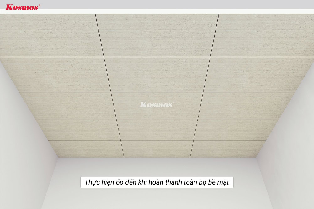 Thực hiện ốp đến khi hoàn thành toàn bộ bề mặt