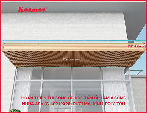 Hướng dẫn thi công lam 4 sóng nhựa ASA ốp dưới mái kính, poly, tôn