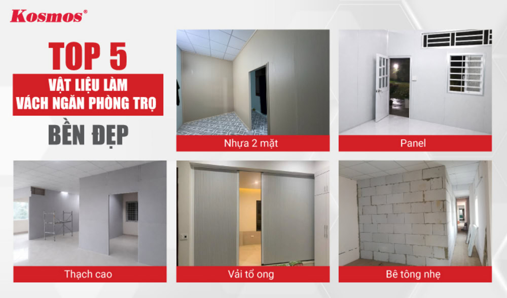 Top 5 vật liệu làm vách ngăn phòng trọ bền đẹp