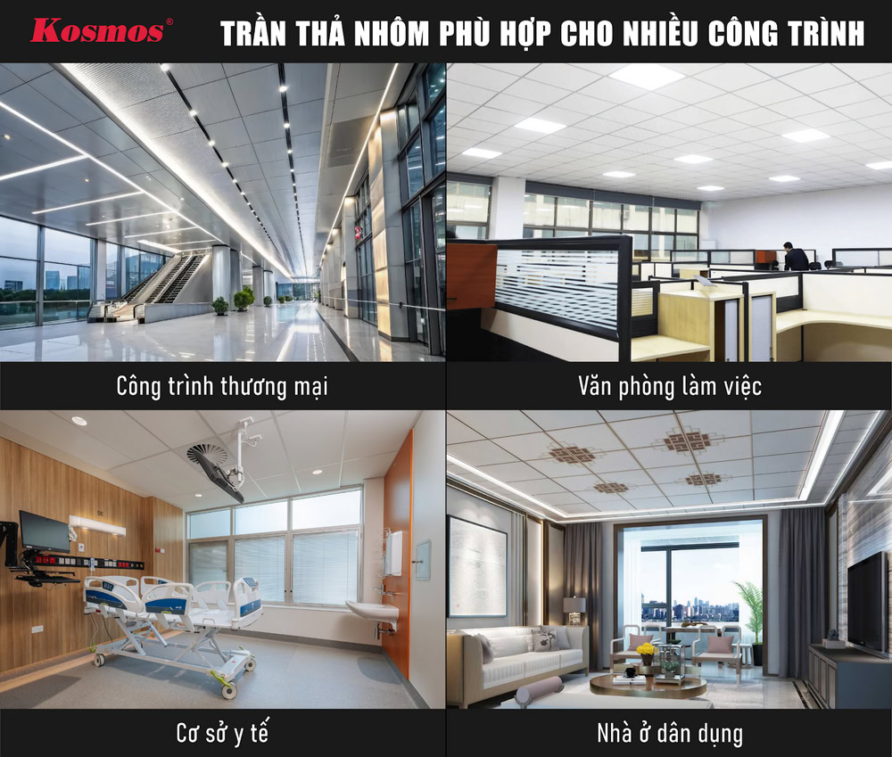 Trần thả nhôm phù hợp cho nhiều công trình Trần thả nhôm phù hợp cho nhiều công trình