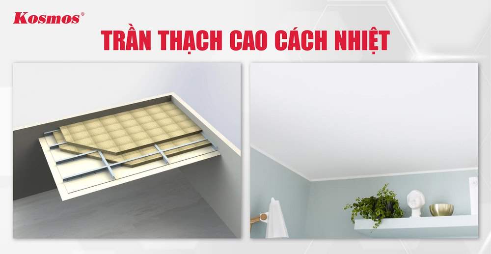 Trần thạch cao chống nóng giúp hạn chế truyền nhiệt vào không gian nội thất