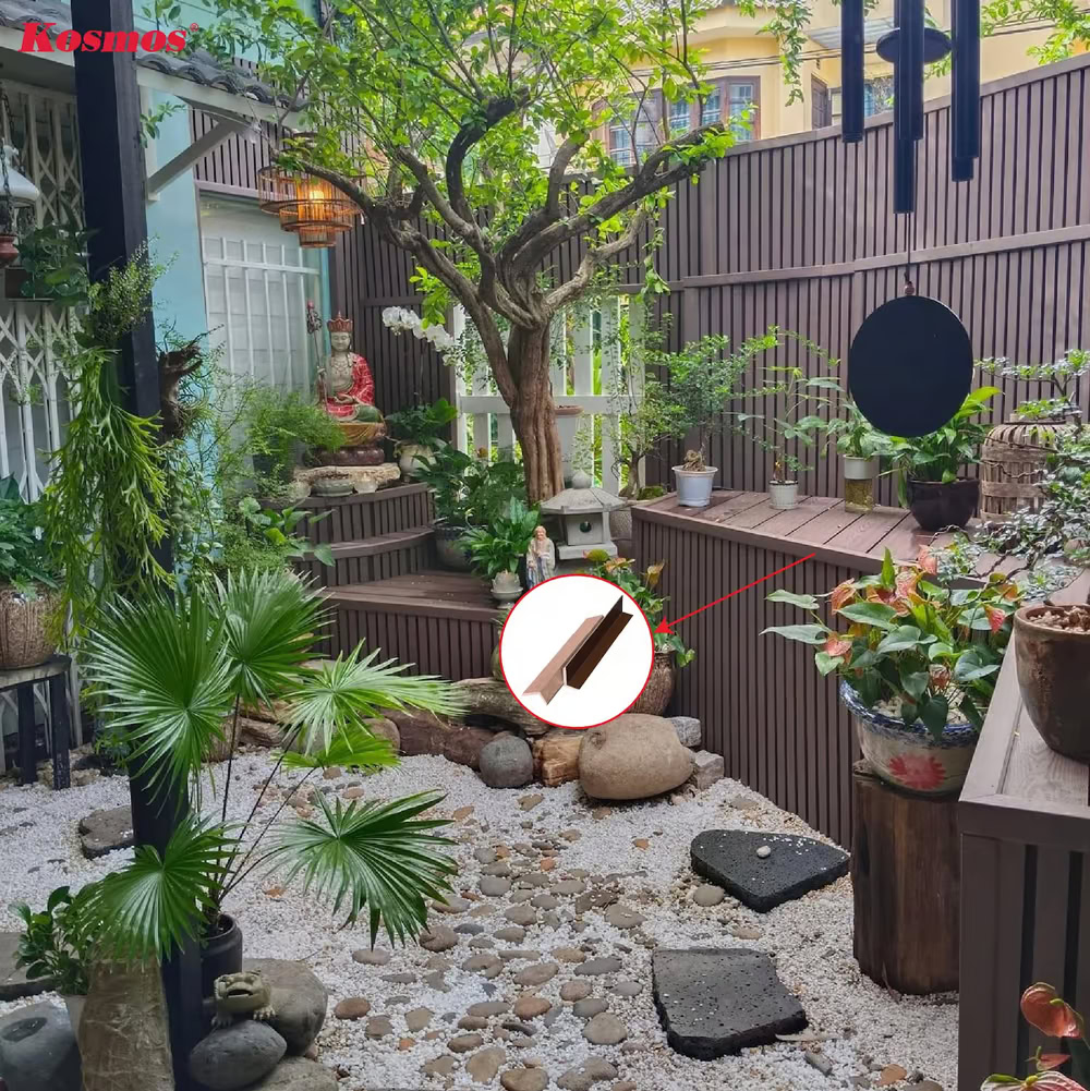 Ứng dụng nẹp V viền gỗ nhựa ngoài trời