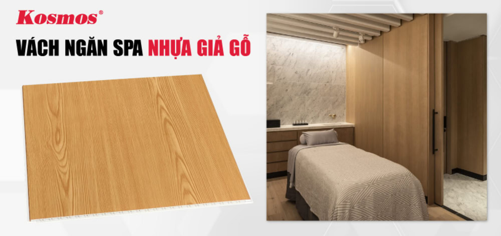 Ứng dụng tấm nhựa giả gỗ ốp vách ngăn spa