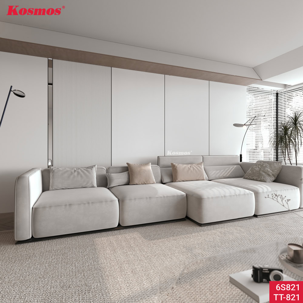 Ứng dụng tấm ốp than tre màu trắng giúp phòng khách thêm rộng rãi, sáng sủa hơn