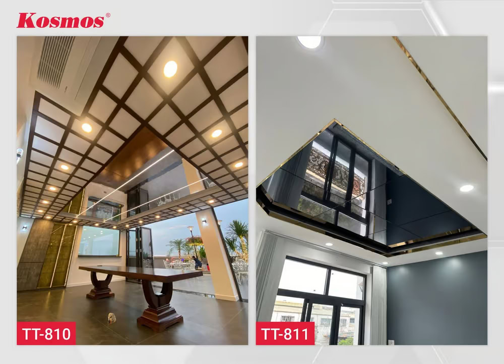Ứng dụng tấm than tre tráng gương ốp trần nhà