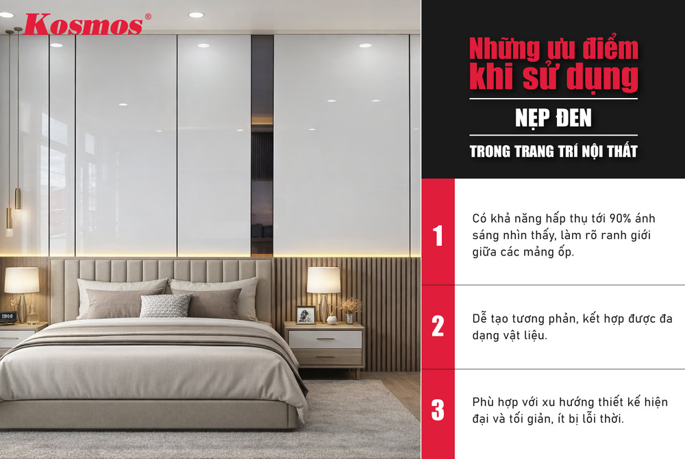 Ưu điểm khi sử dụng nẹp đen trong trang trí nội thất