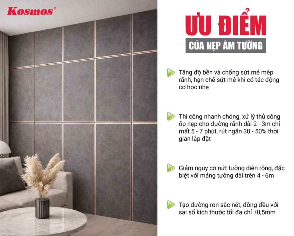 Ưu điểm nổi bật của nẹp âm tường trang trí