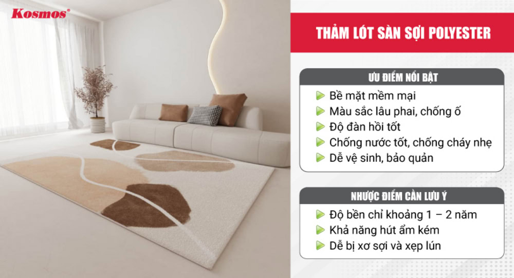 Ưu và nhược điểm của thảm lót sàn sợi polyester Ưu và nhược điểm của thảm lót sàn sợi polyester