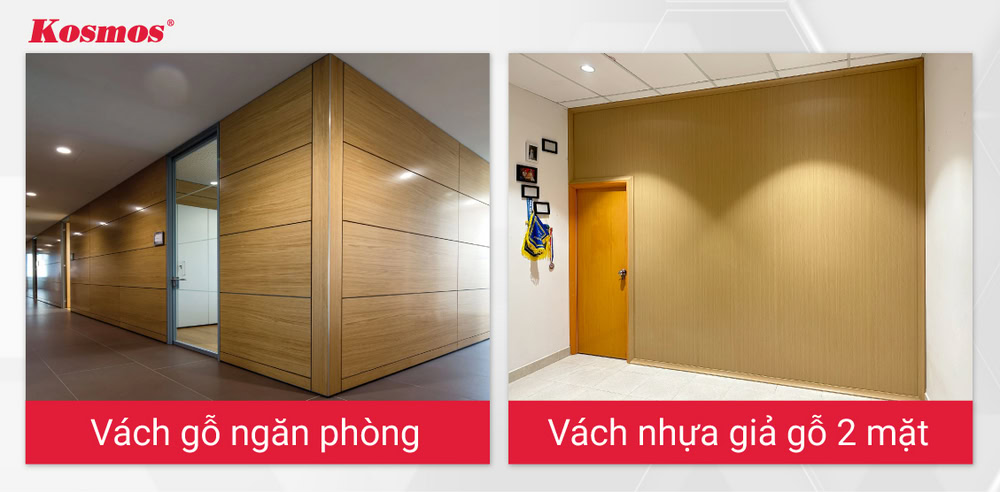Vách ngăn gỗ và vách nhựa giả gỗ là hai giải pháp phân chia không gian hiện đại