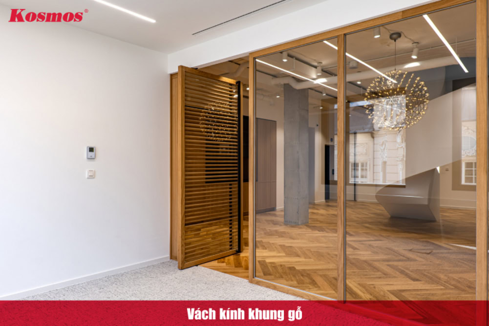 Vách ngăn kính khung gỗ giúp tăng tính liên kết giữa các không gian