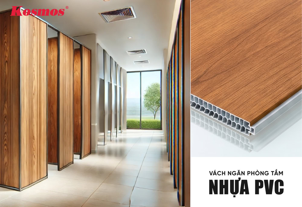 Vách ngăn nhà tắm nhựa PVC có trọng lượng nhẹ, thi công nhanh