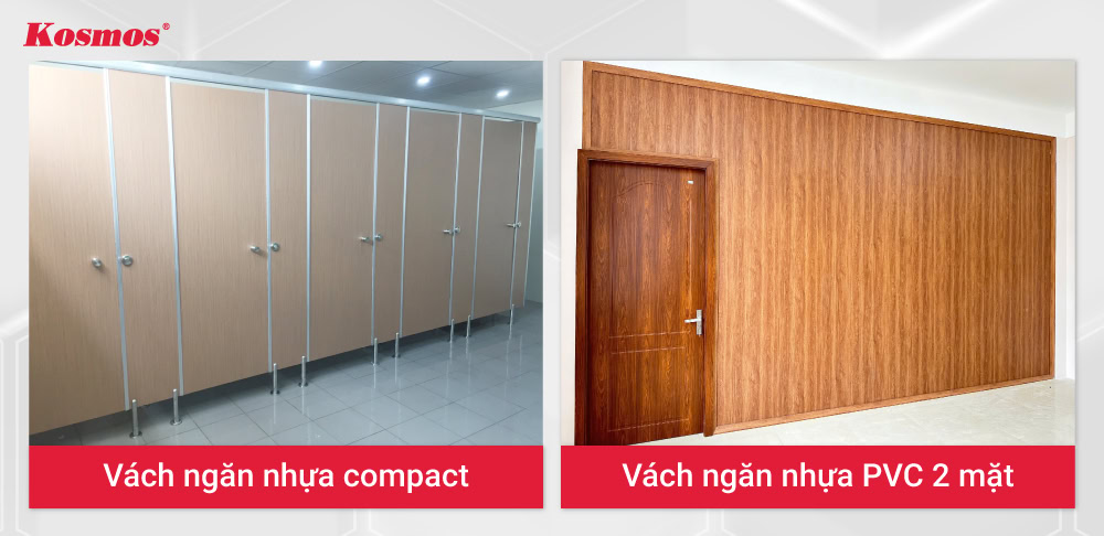 Vách nhựa compact và vách nhựa PVC là 2 giải pháp chia không gian phổ biến