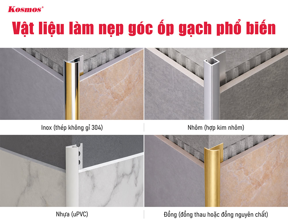 Vật liệu làm nẹp góc tường gạch phổ biến