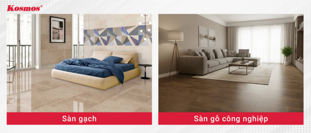 Việc chọn sàn gạch hay sàn gỗ công nghiệp phụ thuộc vào mục đích sử dụng