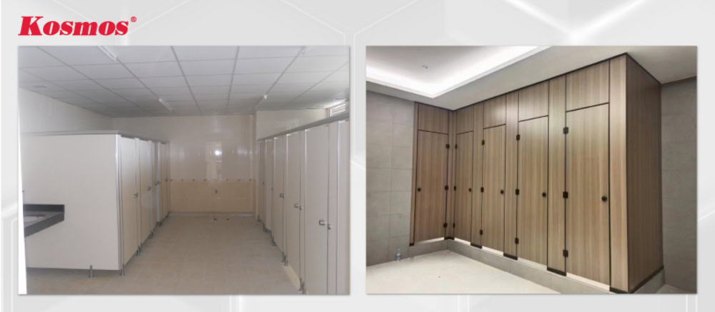 WC, phòng tắm, phòng thay đồ chiếm 80% ứng dụng của vách nhựa compact