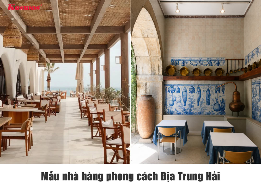 2 mẫu nhà hàng thiết kế theo phong cách Địa Trung Hải đẹp