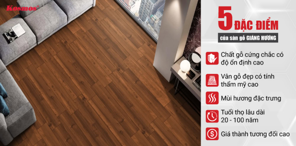 5 đặc điểm của sàn gỗ Giáng Hương