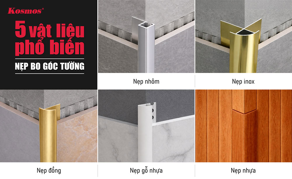 5 dòng vật liệu làm nẹp bo góc tường thông dụng