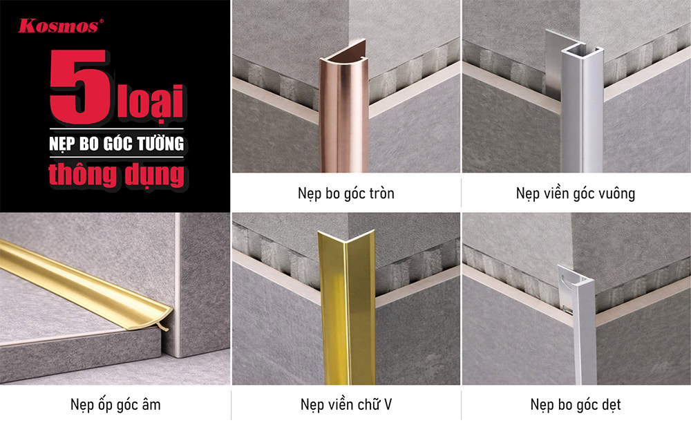 5 loại nẹp bo góc tường thông dụng