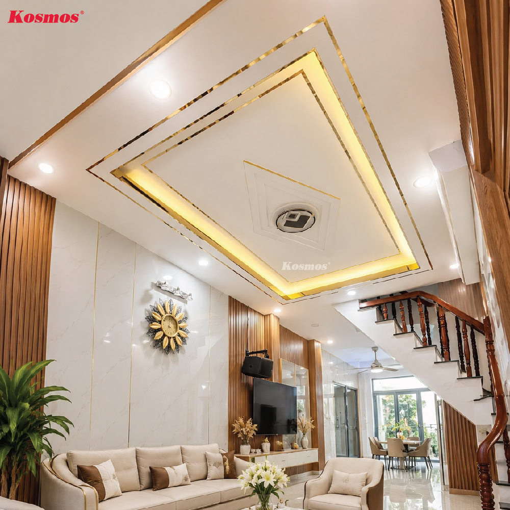 Ánh sáng đèn led hắt vào nẹp U bóng gương tạo hiệu ứng lấp lánh