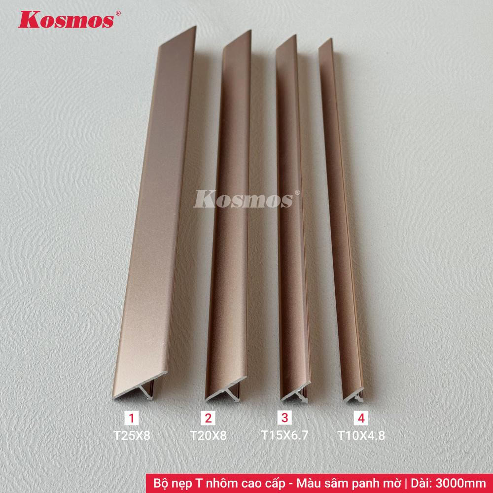 Bộ nẹp T nhôm cao cấp màu sâm panh mờ Kosmos