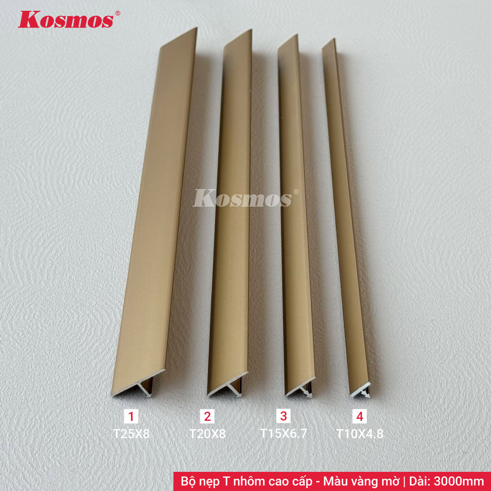 Kosmos Premium Aluminum T-shaped Trim Kit in Matte Gold