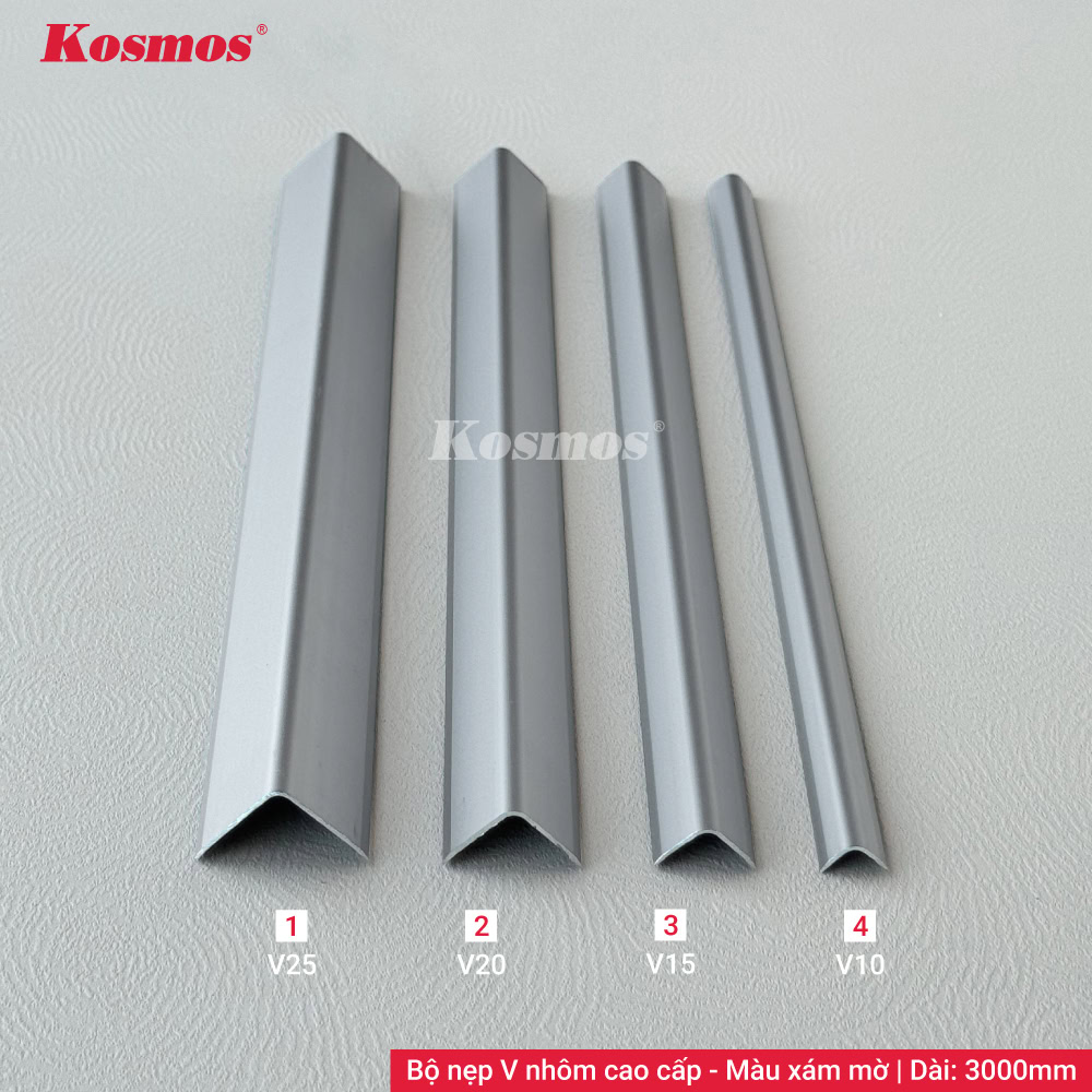 Bộ nẹp V nhôm cao cấp màu xám mờ Kosmos