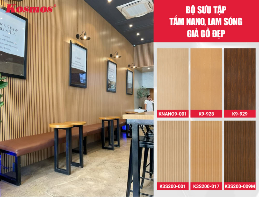 Bộ sưu tập tấm nhựa giả gỗ đẹp, phù hợp làm vách ngăn cafe