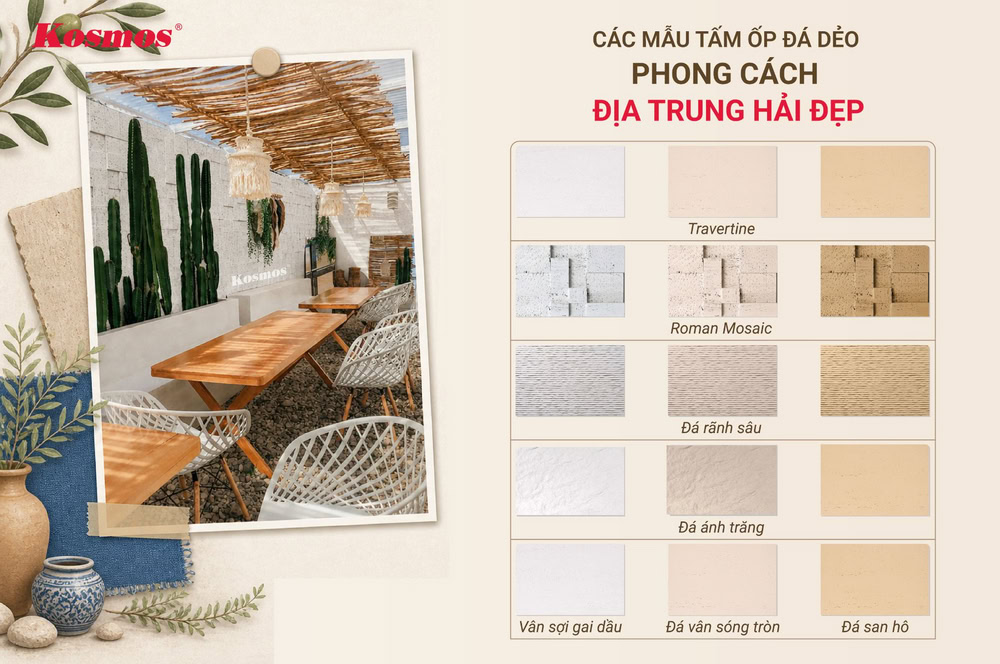 Các mẫu tấm ốp đá dẻo phong cách Địa Trung Hải đẹp Các mẫu tấm ốp đá dẻo phong cách Địa Trung Hải đẹp