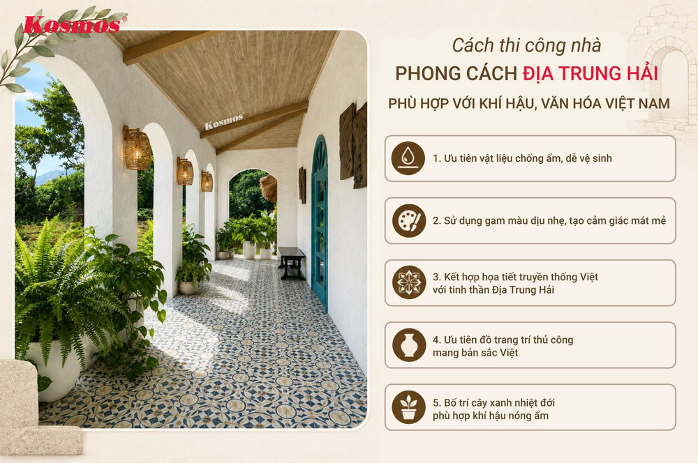 Cách thiết kế nhà kiểu Địa Trung Hải hòa hợp khí hậu, văn hóa Việt Nam Cách thiết kế nhà kiểu Địa Trung Hải hòa hợp khí hậu, văn hóa Việt Nam