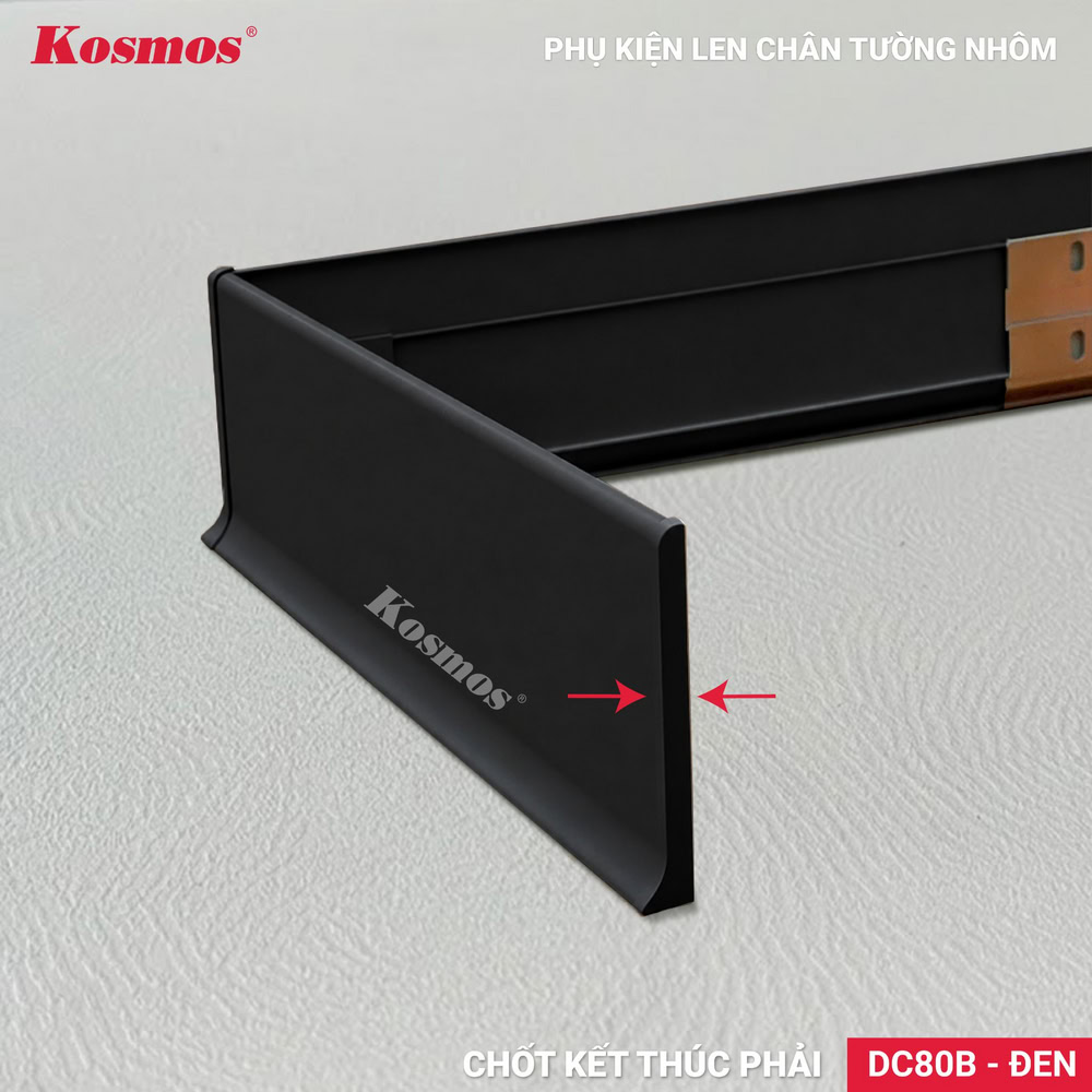 Chốt kết thúc phải len chân tường nhôm màu đen DC80B-D